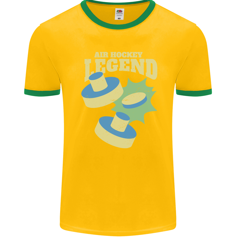 Funny Air Hockey Legend Mens Ringer T-Shirt FotL Gold/Green