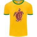 A Watercolour Turtle Mens Ringer T-Shirt FotL Gold/Green