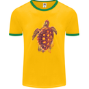 A Watercolour Turtle Mens Ringer T-Shirt FotL Gold/Green