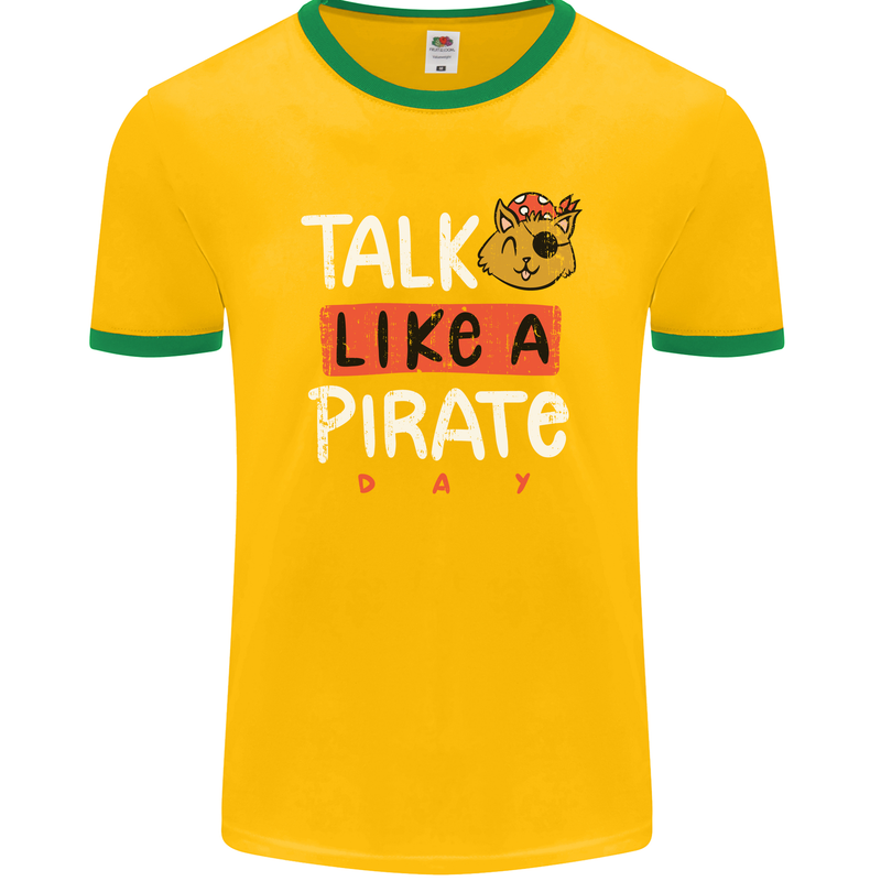 Talk Like a Pirate Day Mens Ringer T-Shirt FotL Gold/Green