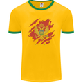 Torn Montenegro Flag Montenegrin Day Football Mens Ringer T-Shirt FotL Gold/Green