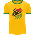 Torn Vanuatu Flag Day Football Mens Ringer T-Shirt FotL Gold/Green