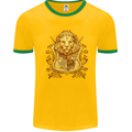 A Heraldic Lion Coat of Arms Shield Mens Ringer T-Shirt Gold/Green