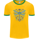 A Floral Dragonfly Mens Ringer T-Shirt FotL Gold/Green