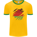 Torn Malawi Flag Malawian Day Football Mens Ringer T-Shirt FotL Gold/Green
