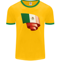 Curled Mexico Flag Mexican Day Football Mens Ringer T-Shirt FotL Gold/Green