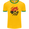 Torn Angola Flag Angolan Day Football Mens Ringer T-Shirt FotL Gold/Green