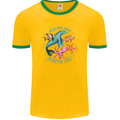 Plastic Free Climate Change Octopus Ocean Fish Mens Ringer T-Shirt FotL Gold/Green