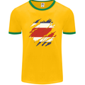 Torn Costa Rica Flag Rican Day Football Mens Ringer T-Shirt FotL Gold/Green