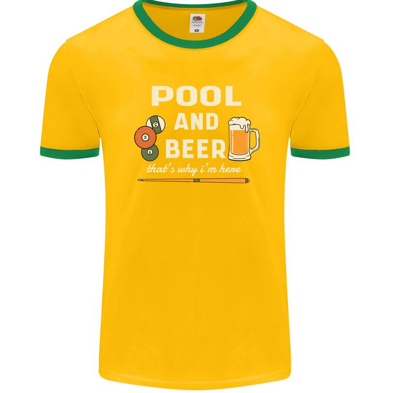 Pool and Beer That's Why I'm Here Mens Ringer T-Shirt FotL Gold/Green