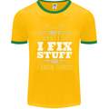 I Fix Stuff Funny Electrician Sparky Mechanic Mens Ringer T-Shirt FotL Gold/Green