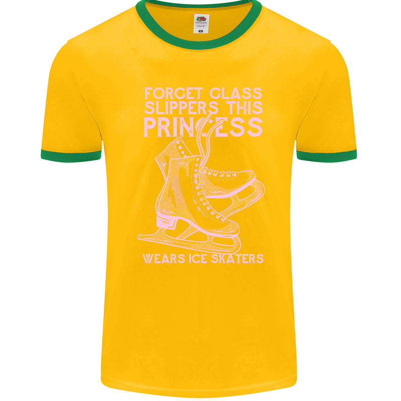 Funny Skater This Princess Wears Ice Skates Mens Ringer T-Shirt FotL Gold/Green