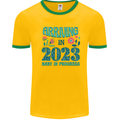 Arriving 2023 New Baby Pregnancy Pregnant Mens Ringer T-Shirt Gold/Green