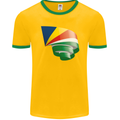 Curled Seychelles Flag Seychellois Day Football Mens Ringer T-Shirt FotL Gold/Green