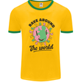 Rave Around the World Dance Music Acid Raver Mens Ringer T-Shirt Gold/Green