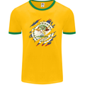 Torn Belize Flag Belizean Day Football Mens Ringer T-Shirt FotL Gold/Green