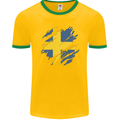 Torn Swedish Flag Sweden Day Football Mens Ringer T-Shirt FotL Gold/Green