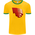 Curled Morocco Flag Moroccan Day Football Mens Ringer T-Shirt FotL Gold/Green