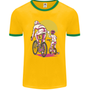 Father & Son Cycling Fathers Day Bicycle Bike Mens Ringer T-Shirt FotL Gold/Green