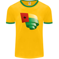 Curled Guinea-Bissau Flag Day Football Mens Ringer T-Shirt FotL Gold/Green
