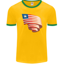 Curled Liberia Flag Liberian Day Football Mens Ringer T-Shirt FotL Gold/Green