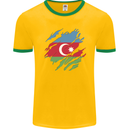Torn Azerbaijan Flag Azerbaijani Day Football Mens Ringer T-Shirt FotL Gold/Green