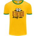 50th Birthday 50 is the New 21 Funny Mens Ringer T-Shirt Gold/Green