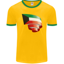 Curled Kuwait Flag Kuwaiti Day Football Mens Ringer T-Shirt FotL Gold/Green