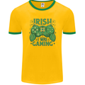 Irish I Was Gaming St Patricks Day Funny Gamer Mens Ringer T-Shirt FotL Gold/Green