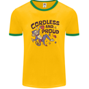 Cordless & Proud Rock Climbing Monkey Mens Ringer T-Shirt Gold/Green