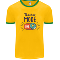 Teacher Mode Off Funny Teaching Mens Ringer T-Shirt Gold/Green