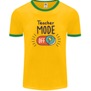 Teacher Mode Off Funny Teaching Mens Ringer T-Shirt Gold/Green