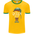 The Queen Elf Funny Christmas Xmas Mens Ringer T-Shirt FotL Gold/Green