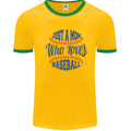 Just a Mom Who Loves Baseball Mens Ringer T-Shirt Gold/Green