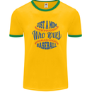 Just a Mom Who Loves Baseball Mens Ringer T-Shirt Gold/Green