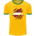 Torn Latvia Flag Latvian Day Football Mens Ringer T-Shirt FotL Gold/Green