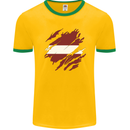 Torn Latvia Flag Latvian Day Football Mens Ringer T-Shirt FotL Gold/Green