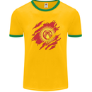 Torn  Kyrgyzstan Flag Kyrgyz Day Football Mens Ringer T-Shirt FotL Gold/Green
