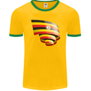 Curled Uganda Flag Ugandan Day Football Mens Ringer T-Shirt FotL Gold/Green