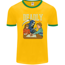 Deadly Games For Kids Grim Reaper Ouija Board Mens Ringer T-Shirt FotL Gold/Green