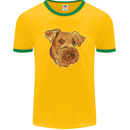 An Airedale Terrier Waterside Bingley Dog Mens Ringer T-Shirt FotL Gold/Green