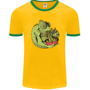 A Chameleon Eating Ramen Mens Ringer T-Shirt FotL Gold/Green