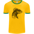 A Steampunk Iguana Lizard Reptiles Mens Ringer T-Shirt Gold/Green