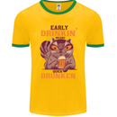 Early Drinkin' Quick Drunken Funny Beer Alcohol Mens Ringer T-Shirt FotL Gold/Green