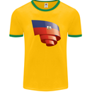Curled Haiti Flag Haitian Day Football Mens Ringer T-Shirt FotL Gold/Green