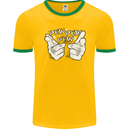 Pew Pew Pew Hands Funny Sci-Fi Lightsaber Mens Ringer T-Shirt FotL Gold/Green
