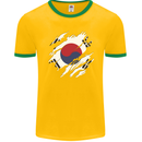 Torn South Korea Flag Korean Day Football Mens Ringer T-Shirt FotL Gold/Green