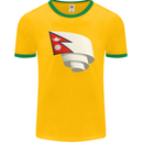 Curled Nepal Flag Nepalese Day Football Mens Ringer T-Shirt FotL Gold/Green