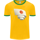 Curled Japan Flag Japanese Day Football Mens Ringer T-Shirt FotL Gold/Green