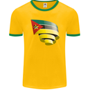 Curled Mozambique Flag Mozambican Day Football Mens Ringer T-Shirt FotL Gold/Green
